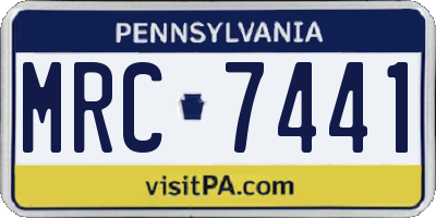 PA license plate MRC7441