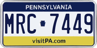 PA license plate MRC7449