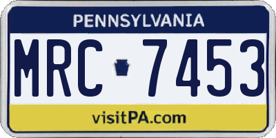 PA license plate MRC7453