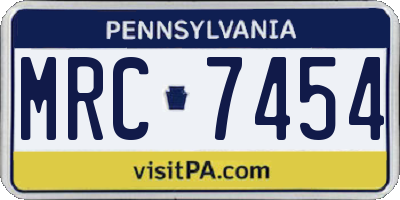 PA license plate MRC7454