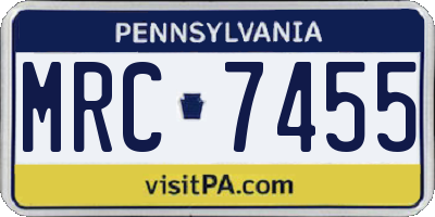 PA license plate MRC7455