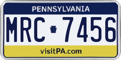 PA license plate MRC7456