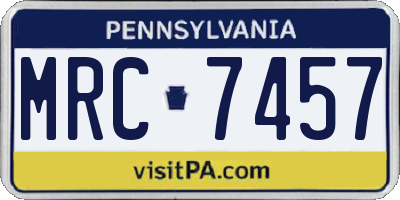 PA license plate MRC7457