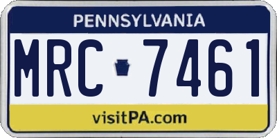 PA license plate MRC7461