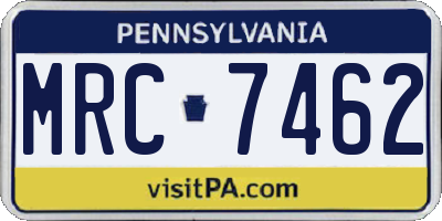 PA license plate MRC7462