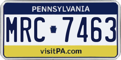 PA license plate MRC7463