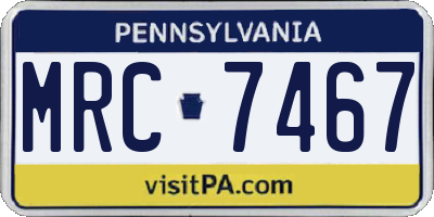 PA license plate MRC7467