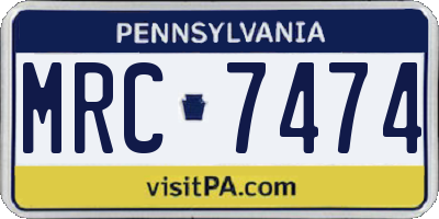PA license plate MRC7474