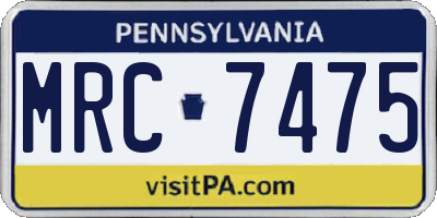 PA license plate MRC7475