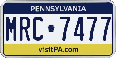 PA license plate MRC7477