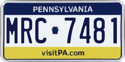 PA license plate MRC7481