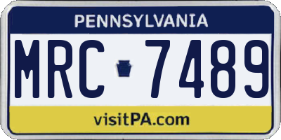 PA license plate MRC7489