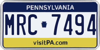 PA license plate MRC7494