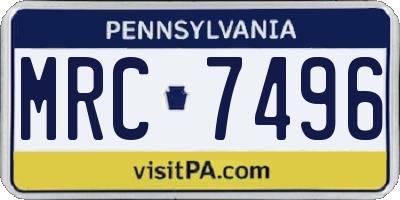 PA license plate MRC7496