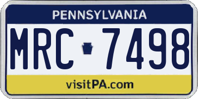 PA license plate MRC7498