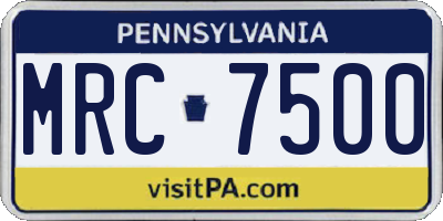 PA license plate MRC7500