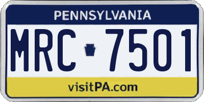 PA license plate MRC7501