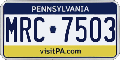 PA license plate MRC7503