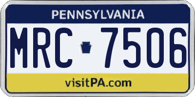 PA license plate MRC7506