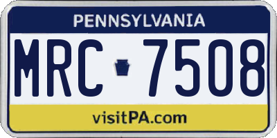 PA license plate MRC7508