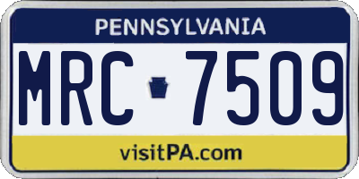 PA license plate MRC7509