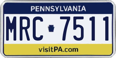 PA license plate MRC7511