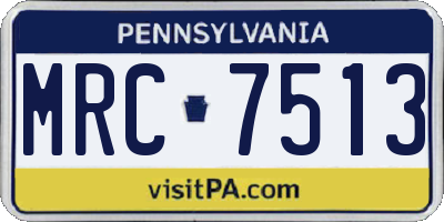 PA license plate MRC7513