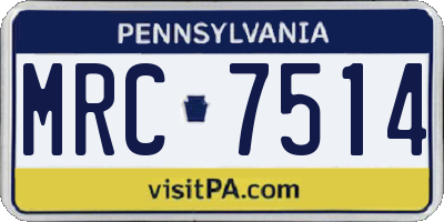 PA license plate MRC7514