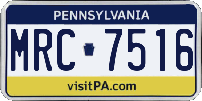 PA license plate MRC7516