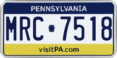 PA license plate MRC7518