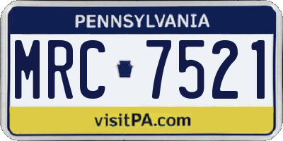 PA license plate MRC7521