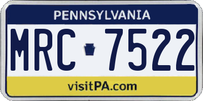 PA license plate MRC7522