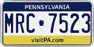 PA license plate MRC7523