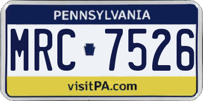 PA license plate MRC7526