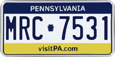 PA license plate MRC7531