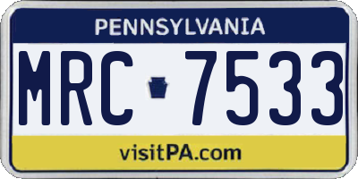 PA license plate MRC7533