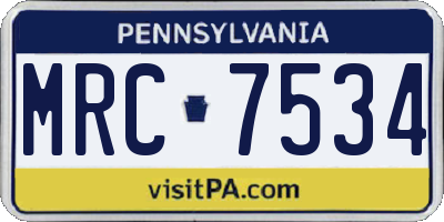 PA license plate MRC7534