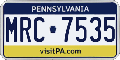 PA license plate MRC7535