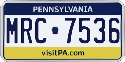 PA license plate MRC7536