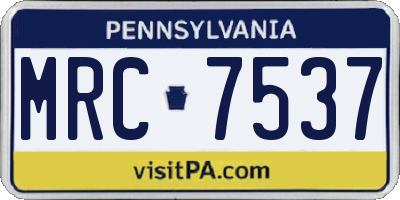 PA license plate MRC7537