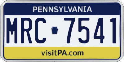 PA license plate MRC7541