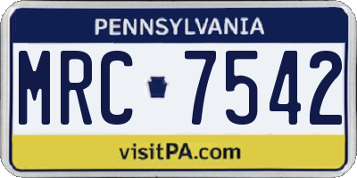 PA license plate MRC7542