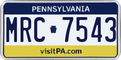 PA license plate MRC7543