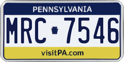 PA license plate MRC7546