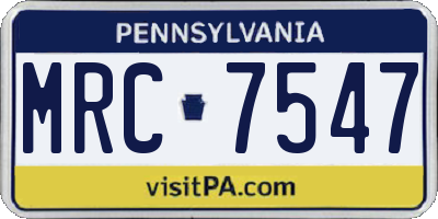 PA license plate MRC7547