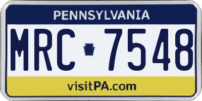 PA license plate MRC7548