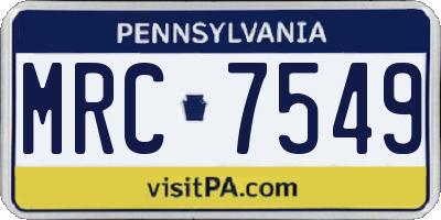 PA license plate MRC7549