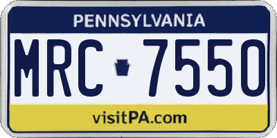 PA license plate MRC7550