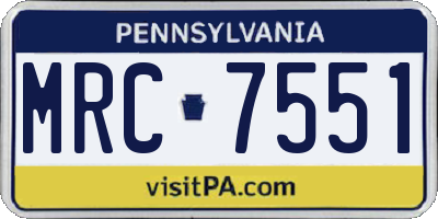PA license plate MRC7551