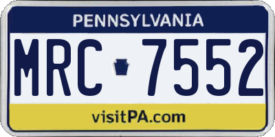 PA license plate MRC7552